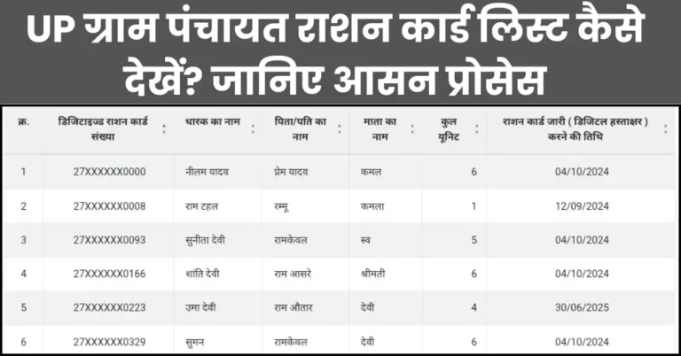 यूपी ग्राम पंचायत राशन कार्ड लिस्ट कैसे देखे?